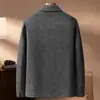 Casaco Curto Masculino de Lã Dupla Face com Lapela, Forro Removível de Penugem de Pato, Espessado Quente, Mistura de Caxemira, Roupa Exterior Masculina