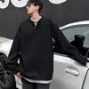 Moletom masculino de alta qualidade retrô americano, blusa de base estilosa de manga comprida com visual de duas peças, streetwear, camiseta top de corte solto