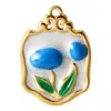Pingente Série de Flores Transfronteiriça Europeia e Americana Tulipa Colorida com Gotejamento de Óleo Acessórios para Joias DIY Acessórios de Aço Inoxidável
