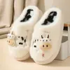 26 nuevas pantuflas de algodón con estampado de vaca para invierno, estilo transfronterizo, para hombre y mujer, estilo pareja, cómodas y cálidas para uso en casa, pantuflas de algodón antideslizantes para interior