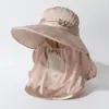 Chapéu de Sol com Padrão de Folha de Bambu para Proteger o Pescoço no Verão para Mulheres, Cobertura Facial Completa, Aba Larga, Respirável, Adequado para Colheita de Chá, Agricultura e Atividades ao Ar Livre