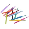 Set de ganchillos sólidos directo de fábrica, color metal aluminio, ganchillos de silicona con mango suave, paquete de 12