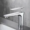 Grifo de Lavabo de Lujo Ligero Nórdico Todo Cobre Dorado Cepillado Frío y Caliente Grifo de Latón Dorado Simple para Lavabo Control Único