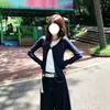 Camiseta de Manga Larga Falsa de Dos Piezas con Bloques de Color y Estampado Floral Pequeño Estilo Coreano para Mujer Diseño de Primavera y Otoño Top Base Ajustado de Nicho