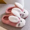 Pantuflas esponjosas, lindas, con orejas de conejo para hombres, mujeres y niños, adecuadas para uso en interiores en pisos de madera, de estilo japonés y coreano, y diseñadas para abrigar en otoño e invierno
