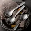 Cuchara de Acero Inoxidable Grado Alimenticio 316L con Cabeza Grande y Mango Corto, Cuchara Grande, Cuchara para Sopa, Vajilla, Cuchara para Comer Infantil, Venta al por Mayor por Fabricante