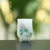 Taza de Té Floral Pintada a Mano de Arcilla de Jade Blanco, Taza Maestra de Cerámica, Taza de Aromas de Porcelana Blanca de Dehua, Juego de Té Kung Fu para el Hogar