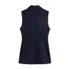 Ropa de comercio exterior para mujer 2026 Moda europea y americana conjunto de chaleco y pantalón ajustados de mezcla de lino F612803/4
