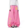 Calça de moletom reta com cordão e estampa de cruz estilo American Gothic, novidade da moda para mulheres, modelagem larga e solta para dançar