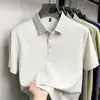 Camiseta masculina sem costura de seda de amoreira, 80 fios, manga curta, camiseta polo masculina de seda gelada com toque fresco, novidade verão 2026, atacado