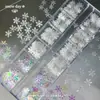 Decoraciones para uñas de arte con purpurina de copo de nieve navideño de 12 piezas, populares en línea, decoraciones para uñas con purpurina fina blanca iridiscente ultradelgada