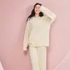 Pijama sin costuras, engrosado, para usar como prenda exterior, de medio forro polar para hombre, corte holgado, cuello redondo, estilo pullover, adecuado tanto para estar en casa como para usar al aire libre, conjunto de ropa de estar para hombre