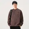 Roupas Masculinas Fengshe / Bolso no Peito Manga Longa Estilo Americano Outono Inverno Peso Pesado 300g Moletom Etiquetado Top Casual Solto para Homens