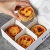 Caixa de embalagem de torta de ovo 4 pacotes Caixa de embalagem descartável Prato de torta de ovo português Impressão de caixa de cozimento doméstico comercial