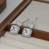 Brincos Elegantes para Mulheres em Prata S925 com Agulha e Zircônia Micro-Incravada, Brincos Geométricos de Açúcar de Alta Qualidade, Brincos Exquisitos e Versáteis Atacado