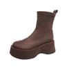 [Personalizado] 868 Nuevas Botas de Media Caña de Tacón Plano Elástico Otoño e Invierno 2024 Botas Ajustadas Botas Martin Más Fáciles de Combinar Tacón Medio