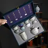 Conjunto de Chá Cerâmico Cinco Fornos Famosos Caixa de Presente para Casa e Escritório, Conjunto Completo de Chá Kung Fu, Item de Lembrança e Presente