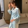 Pijama de Encaje de Seda Helada de Alta Gama Estilo Francés para Mujer, Nuevo Conjunto de Ropa de Casa Suave y Cómoda de Tallas Grandes para Primavera y Otoño