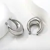 Pendientes Huecos Europeos y Americanos Transfronterizos en Forma de V y U, Clip para Oreja de Lujo Grueso de Moda, Pendientes de Acero Inoxidable Chapados en Oro de 18 Quilates para Mujer
