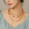Joyería transfronteriza europea y americana retro geométrica nivel collar creativo femenino punk multicapa mezcla collar de cadena al por mayor