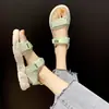 Sandalias Romanas de Suela Gruesa de Verano Estilo Hada para Mujer Vacaciones en la Playa Ropa de Exterior Zapatos de Playa Estudiante Planos Antideslizantes Versátiles