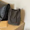 Bolso Cubo de Lona Gran Capacidad Estilo Ins para Mujer Artístico Versátil Bolso de Hombro o Axila Bolso de Ocio para Estudiantes