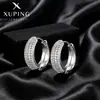 Pendientes de Cruz Transfronterizos Europeos y Americanos con Incrustaciones de Piedras Preciosas Artificiales Xuping, Aleación de Cobre Chapado en Blanco, Lujo Ligero, Elegantes, Modernos Clips para Orejas