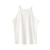 Camiseta Regata de Tencel Lyocell com Gola Halter para Mulheres, Design de Peça Íntima e de Vestir Sem Mangas, Top Base Tricotado para Mulheres