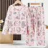Pijama para Niñas 2025 Nuevo Verano Manga Larga Algodón Nube Estilo Princesa Niñas Primavera y Otoño Estilo Delgado Niños Grandes Celebridades de Internet