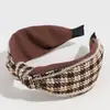 Moda Transfronteiriça Nova Faixa de Cabeça Listrada Simples Tendência Versátil Carta Larga com Nó Acessório de Cabelo para Exterior