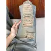 Estilo Urbano Americano Jeans Desgastados Rasgados Sucios Talla Grande para Mujer Verano Nuevos Pantalones Rectos Holgados de Pierna Ancha