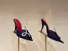 Desfile de Moda Primavera 2026 Estilo Nuevo Sandalias de Media Punta de Tacón Alto con Pedrería en Forma de Serpiente de Punta Abierta para Uso en Exteriores, Sandalias Elegantes de Malla con Punta Puntiaguda Negras