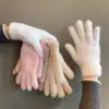 Luvas de Ciclismo Quentes com Forro de Fleece Fofinho Luvas de Lã Pelúcia Tricotadas para Outono e Inverno Estudantes Femininas Cinco Dedos Fabricante