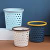 Cubo de basura doméstico sin tapa con anillo de presión, cubo sanitario simple, barril hueco para cocina y baño, color de contraste, papelera al por mayor