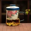 Taza de Té Camelia Roja Flintstone Azul y Blanco de Fábrica Vaso Separador de Agua y Té para Té Taza de Oficina de Gama Alta para Beber con Tapa