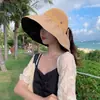 Sombrero de Sol de Ala Ancha, Nuevo Estilo Primavera y Verano, Protección Solar, Fácil de Llevar de Viaje, Plegable, Guardable, con Lazo, Versátil Sombrero de Sol para Playa