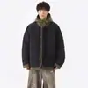 Jaqueta de Algodão Falsa Duas Peças com Logo Personalizado para Homens e Mulheres, Jaqueta Puffer com Capuz Solta de Inverno, Casaco de Algodão Casual Engrossado