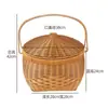 Cesta de almacenamiento con asa de mimbre sintético, refuerzo de marco de hierro, cesta de picnic, cesta de compras, cesta de flores de ratán, cesta para recoger, cesta de aperitivos para sala de estar