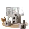 Nido de Gato Cálido de Fieltro de Invierno, Nido Resistente al Desgaste para Garras de Gato, Nido para Mascotas Semi-Cerrado Multifuncional Tridimensional Universal para Todas las Estaciones, Transfronterizo