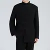 Nuevo Traje Nacional de Estilo Chino Zhongshan con Botones de Avión de Bambú, Blazer de Cuello Mao, Traje de Gama Alta para Hombre, Traje Tang, Traje de Moda