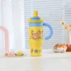Nueva taza térmica de acero inoxidable 316, taza de hielo creativa de mascota linda, gran capacidad, taza conveniente con popote para coche para niñas