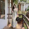 Saia Floral Fresca com Babados em Estilo Francês para Meninas, Verão 2026 Estilo Retro Verde Menta Mambo Férias Saia Evasê