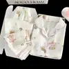 2026 Pijama Nuevo para Niñas Algodón Nube Primavera Manga Larga Estilo Popular Cuello Solapa Estudiante Lindo Dibujos Animados Conjunto de Ropa para Casa