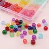 Set de 24 Rejillas de Cuentas Redondas de Vidrio de 8 mm, Cuentas Jelly, Cuentas Burst, Accesorios para Pulseras de Joyería Hecha a Mano DIY