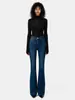Calça de supermodelo/jeans flare de cintura alta retrô para mulheres, elasticidade em quatro direções, levanta bumbum, caimento justo, novo estilo de início de outono, efeito emagrecedor