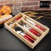 Fabricante: France La Gioia Serie Abeja Tenedor y Cuchillo para Bistec, Cuchillo de Cubierto Rojo Mango Recto de ABS, Diseño Simple Estilo Occidental