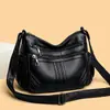 Bolso Nuevo de Cuero Suave para Mujer, Bolso de Moda para Madre de Mediana Edad y Mayor, Bolso Cruzado Casual de Hombro con Múltiples Bolsillos
