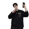 Camiseta de Manga Longa com Gola Redonda Estampa de Outono Unissex Tendência Versátil Casual Roupa de Casal Personalizável LOGOTIPO