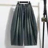 Foto Real de Jeans de Linterna Estilo Americano de Calle para Mujer, Estilo Trendy Ins para Cuerpo en Forma de Pera, Pantalones de Pierna Ancha Sueltos de Cintura Alta de Invierno para Mujer, Algodón