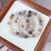 Pulseira de Contas Redondas de Jade Natural de Tianshan de Xinjiang para Homens e Mulheres, Tipo Gelo com Padrões Florais, Pulseira de Jade de Tianshan, Produto de Transmissão ao Vivo